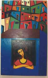 Artista bancário – Quadro de Benilde Lustosa – CEF – artista plástica foto: Alexandre Albuquerque/ Lumen fevereiro de 2002