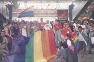 Fórum Social Mundial 2002 – Em Porto Alegre nos dias 31 de janeiro a 5 de fevereiro – Sindicato dos Bancários presente.  foto: Sulamita Esteliam