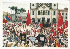 Sindicato dos bancários na Passeata contra a guerra no Iraque 15 de fevereiro de 2003 Beto Oliveira/ Lúmen