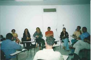 Campanha salarial /2004 reunião GT Saúde em 16/08/2004 E/D: Emerenciana (dir.), onércia (delegada sindical), maria das Graças (dir.), José Luiz, rufino (dir. Camisa azul). Alexandre Gomes/ Teclab.