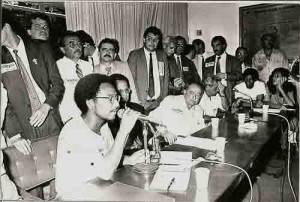 Lançamento do Comitê de Defesa dos Bancos Estaduais na Câm. Vereadores 1991