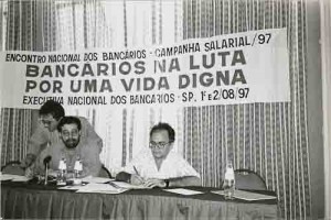 Encontro Nacional Bancários Campanha Salarial/97 SP
Mesa: Sérgio Rosa(pres. CNB); Euclides(Pres. FEEB/SE) – 1 e 2 /08/1997